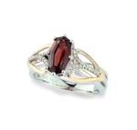 Diamond (1/15 cttw) & Garnet Gemstone Ring in 10K Rose (Pink) Gold And 925 Sterling Silver, Featuring 32 Diamonds