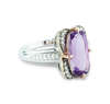 Breathtaking Pink Amethyst Ring With 34 Sparkling Diamonds (1/8 carat) set in Sterling Silver (925) and 10K Rose (Pink) Gold