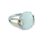 Classic 1/15 cttw Diamond & Created Opal Ring in 10K Rose Gold and 925 Sterling Silver