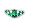 Luxurious Created Emerald Gemstone And 1/20 cttw Diamond Ring in 925 Sterling Silver Featuring 27 Diamonds