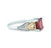 Elegant Garnet Cushion Gemstone Ring With Brilliant 1/10 cttw Diamonds In Classic 10K Rose & White Gold Setting