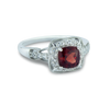 Classic Garnet & White Created Sapphire Ring in 925 Sterling Silver