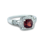 Classic Garnet & White Created Sapphire Ring in 925 Sterling Silver