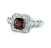 Classic Garnet & White Created Sapphire Ring in 925 Sterling Silver