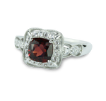 Classic Garnet & White Created Sapphire Ring in 925 Sterling Silver