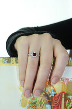 Classic Garnet & White Created Sapphire Ring in 925 Sterling Silver