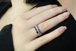 Stunning Onyx and White Topaz Statement Ring in 925 Sterling Silver with 60 gems!