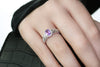 Sparkling Oval Amethyst Gemstone and 1/15 cttw Diamond Ring &  In 925 Sterling Silver, With Heart Design And 32 Diamonds