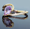 Brilliant Pink Amethyst And 1/20 cttw Diamond Ring In Elegant 10K Pink (Rose) Gold