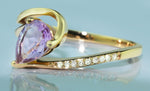 Brilliant Pink Amethyst And 1/20 cttw Diamond Ring In Elegant 10K Pink (Rose) Gold