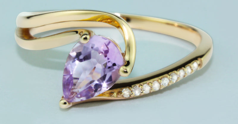 Brilliant Pink Amethyst And 1/20 cttw Diamond Ring In Elegant 10K Pink (Rose) Gold