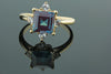 Stunning Created Alexandrite and Created White Sapphire Ring Set In Elegant 10K Rose (Pink) Gold