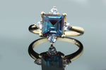 Stunning Created Alexandrite and Created White Sapphire Ring Set In Elegant 10K Rose (Pink) Gold