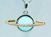 Gorgeous Created Opal Sphere, Planet, Orb, Ringed By Brilliant Diamonds (1/20cttw), Very Trendy, 10K Gold Pendant