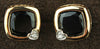 Petite 10K Rose (Pink) Gold 6mm Onyx & Diamond Earrings With Post Back