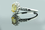 Elegant Citrine & White Created Sapphire Ring in 925 Sterling Silver