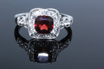 Classic Garnet & White Created Sapphire Ring in 925 Sterling Silver