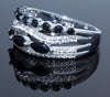 Stunning Onyx and White Topaz Statement Ring in 925 Sterling Silver with 60 gems!