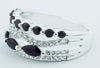 Stunning Onyx and White Topaz Statement Ring in 925 Sterling Silver with 60 gems!