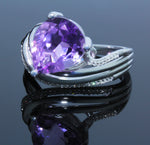 Stunning 1/15 cttw Diamond & Pink Amethyst Gemstone Ring in 925 Sterling Silver With 33 Diamonds