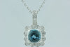 Breathtaking London Blue Topaz and 1/20 carat Diamond Pendant in Sterling Silver (925)