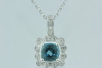 Breathtaking London Blue Topaz and 1/20 carat Diamond Pendant in Sterling Silver (925)