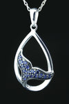 Elegant Whale / Dolphin Tail Pendant with stunning London Blue Topaz in Sparkling Sterling Silver (925)