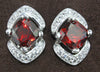 6mm Cushion Cut Garnet Gemstone Earrings Featuring White Sapphires, 925 Sterling Silver Post Earrings