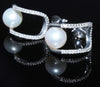 Classic 1/20 cttw Diamond & Freshwater Pearl Post Earrings in 925 Sterling Silver.