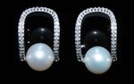 Classic 1/20 cttw Diamond & Freshwater Pearl Post Earrings in 925 Sterling Silver.