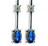 Delicate and Stylish Created Blue Sapphire With 1/15 cttw Diamonds Drop Earrings , Sterling Silver 925