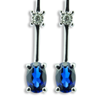 Delicate and Stylish Created Blue Sapphire With 1/15 cttw Diamonds Drop Earrings , Sterling Silver 925