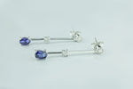 Delicate and Stylish Created Blue Sapphire With 1/15 cttw Diamonds Drop Earrings , Sterling Silver 925