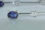 Delicate and Stylish Created Blue Sapphire With 1/15 cttw Diamonds Drop Earrings , Sterling Silver 925