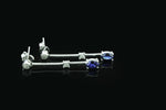 Delicate and Stylish Created Blue Sapphire With 1/15 cttw Diamonds Drop Earrings , Sterling Silver 925