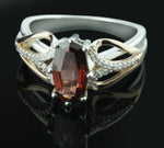 Diamond (1/15 cttw) & Garnet Gemstone Ring in 10K Rose (Pink) Gold And 925 Sterling Silver, Featuring 32 Diamonds