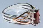 Diamond (1/15 cttw) & Garnet Gemstone Ring in 10K Rose (Pink) Gold And 925 Sterling Silver, Featuring 32 Diamonds