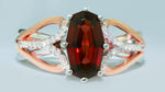 Diamond (1/15 cttw) & Garnet Gemstone Ring in 10K Rose (Pink) Gold And 925 Sterling Silver, Featuring 32 Diamonds