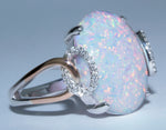 Classic 1/15 cttw Diamond & Created Opal Ring in 10K Rose Gold and 925 Sterling Silver